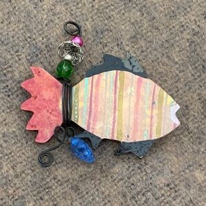 Multicolor Fish Brooch with Gem Accents